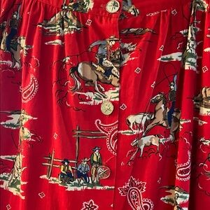 Susan Graver Red Western Print Vest plus skirt set